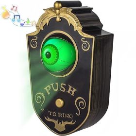 Halloween Doorbell, Haunted Doorbell Animated Eyeball Halloween Decor with Spooky Sounds (Color: Q2)