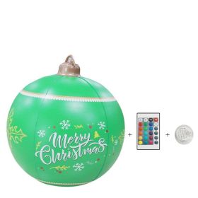 24 Inch Light up with 16 RGB colors PVC Inflatable Christmas  Ball  Electric Air Pump,  Large Weight Stand Firmly Yard (Color: Green, size: 24inch)