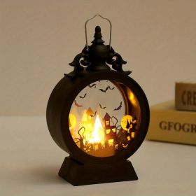 Vintage LED Halloween Candle Lantern Halloween Lantern,Mini Lantern Decorative Lights Vintage Hanging LED Small Candle Lanterns Gifts For Indoor (Style: Castle)