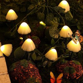 LED Solar Lights Outdoor Garden Waterproof Mushroom String Lawn Lamps Cute Fairy Light Landscape Lamp Path Yard Lawn Patio Decor (Emitting Color: Warm white)