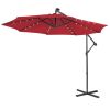 10 Feet Patio Solar Powered Cantilever Umbrella with Tilting System