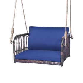 Outdoor & Indoor Single Person Swing Chair with Armrests Cushion (Color: As pic show)