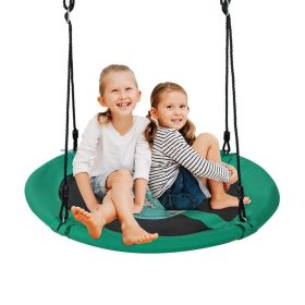 Backyard Tree Round Swing with Adjustable Ropes (Color: Green)