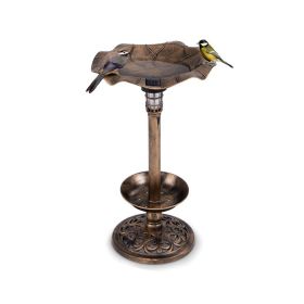 Birdbath with Bird Feeder and Flower Planter for Outdoor Decor (Color: Bronze)