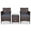 3 Pieces Ergonomic Wicker Patio Conversation Set