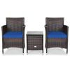 3 Pieces Ergonomic Wicker Patio Conversation Set