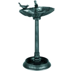 Outsunny 32" Antique Bird Bath with Pedestal Flower Planter Base, Vintage Style Decorative Birdbath, Bird Feeder Bowl & Planter Decoration Yard Statue (Color: as Pic)