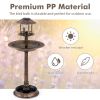 Pedestal Bird Bath with Solar Light with Bird Feeder and Flower Planter