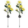 2Pcs Solar Powered Lights Outdoor Rose Flower LED Decorative Lamp Water Resistant Pathway Stake Lights