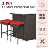 3 Pieces Patio Rattan Wicker Bar Table Stools Dining Set