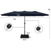 15 Feet Double-Sided Twin Patio Umbrella with Crank and Base