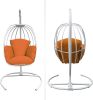 Indoor Outdoor Hanging Egg Swing Chair with Cushion and C Stand;  Egg Shaped Hanging Swing Chair;  Egg-Shaped Hammock Swing Chair Single Seat