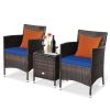 3 Pieces Ergonomic Wicker Patio Conversation Set