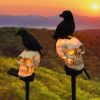 Solar Ground Plug Lights Crow Skull Floor Lamp For Halloween