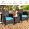 3 Pieces Ergonomic Wicker Patio Conversation Set