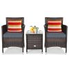 3 Pieces Ergonomic Wicker Patio Conversation Set