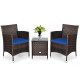 3 Pieces Ergonomic Wicker Patio Conversation Set