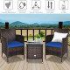 3 Pieces Ergonomic Wicker Patio Conversation Set