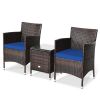 3 Pieces Ergonomic Wicker Patio Conversation Set