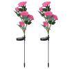 2Pcs Solar Powered Lights Outdoor Rose Flower LED Decorative Lamp Water Resistant Pathway Stake Lights