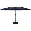 15 Feet Double-Sided Twin Patio Umbrella with Crank and Base