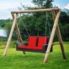 2-Person Wicker Hanging Porch Swing with 2 Back Cushions and 1 Seat Cushion