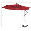 10 Feet Patio Solar Powered Cantilever Umbrella with Tilting System