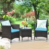 3 Pieces Ergonomic Wicker Patio Conversation Set