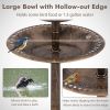 Pedestal Bird Bath with Solar Light with Bird Feeder and Flower Planter