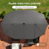 15 Feet Double-Sided Patio Umbrella with 48 LED Lights