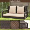 2-Person Outdoor Wicker Porch Swing with Seat and Back Cushions