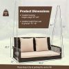 2-Person Outdoor Wicker Porch Swing with Seat and Back Cushions