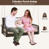 2-Person Outdoor Wicker Porch Swing with Seat and Back Cushions