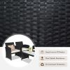 4 Pieces Rattan Patio Furniture Set with Weather Resistant Cushions and Tempered Glass Tabletop