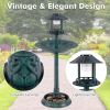 Pedestal Bird Bath with Solar Light with Bird Feeder and Flower Planter