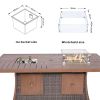 Direct Wicker 7 PCS Patio Gas Firepit and Ice Container Rectangle Dining Set with 6 Standard Height Chairs