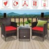 3 Pieces Ergonomic Wicker Patio Conversation Set