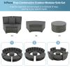 Outdoor Patio Furniture Luxury Circular Outdoor Sofa Set Rattan Wicker Sectional Sofa Lounge Set with Tempered Glass Coffee Table, 6 Pillows