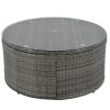 Outdoor Patio Furniture Luxury Circular Outdoor Sofa Set Rattan Wicker Sectional Sofa Lounge Set with Tempered Glass Coffee Table, 6 Pillows